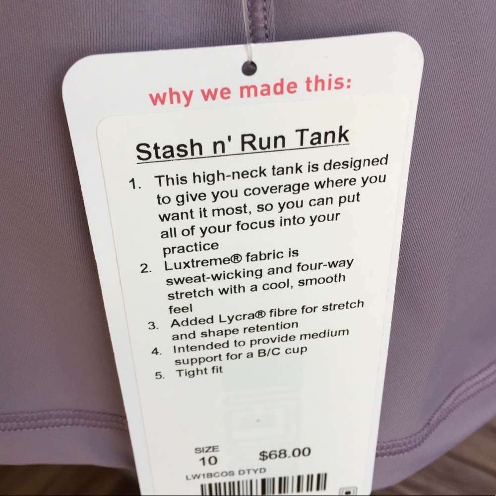 NWT lululemon stash n’ Run tank dusty dawn top 10 - Picture 3 of 7